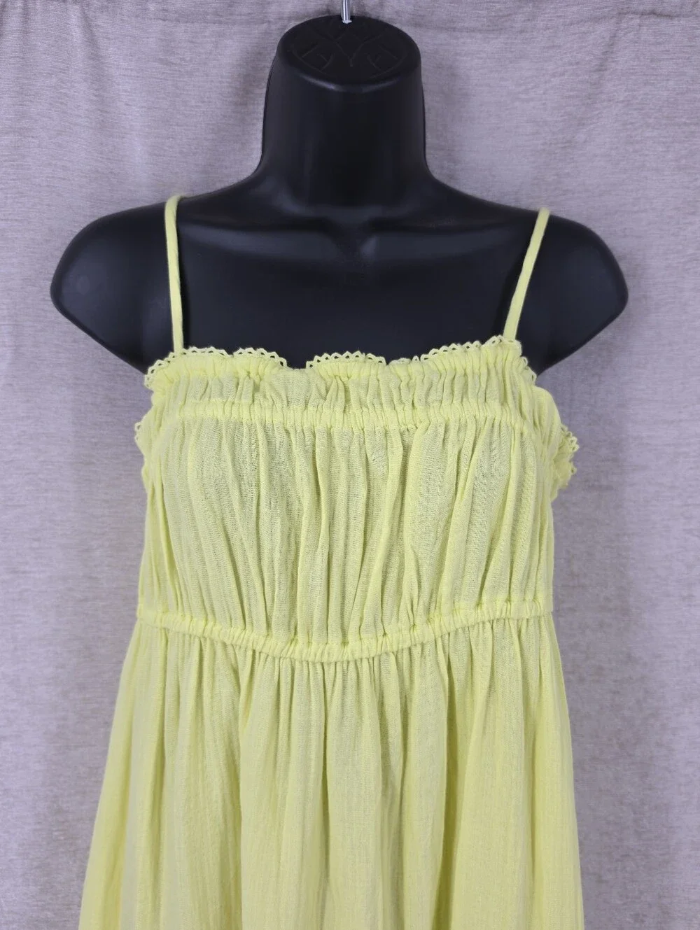 GAP Kids Cotton Crinkle Gauze Midi Dress Lemon Yellow Smocked Sundress NEW